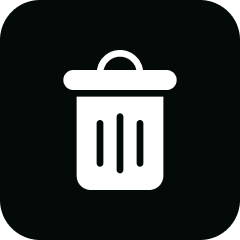 White garbage bin symbol
