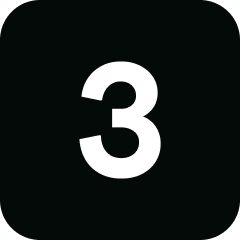 Number three on black background