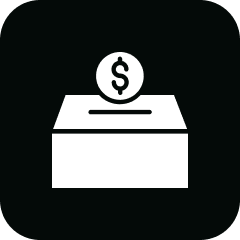 Money being placed in donation box