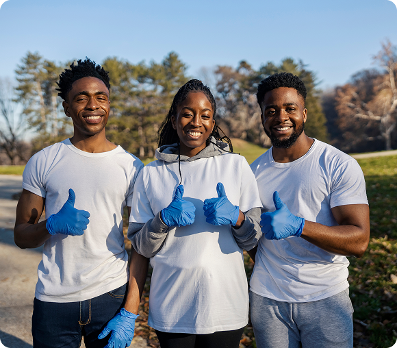 Group volunteering outdoors